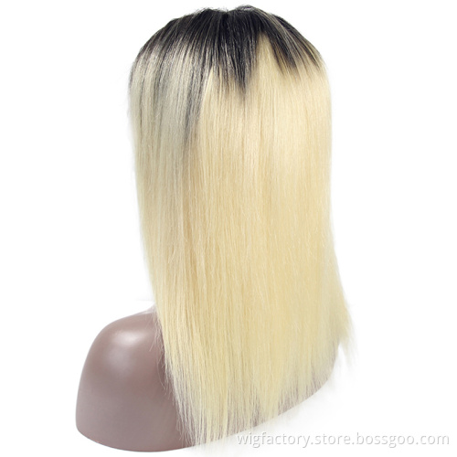 Fashion natural wave ombre blonde human hair wig, ombre blonde wigs, blonde ombre pre plucked wig